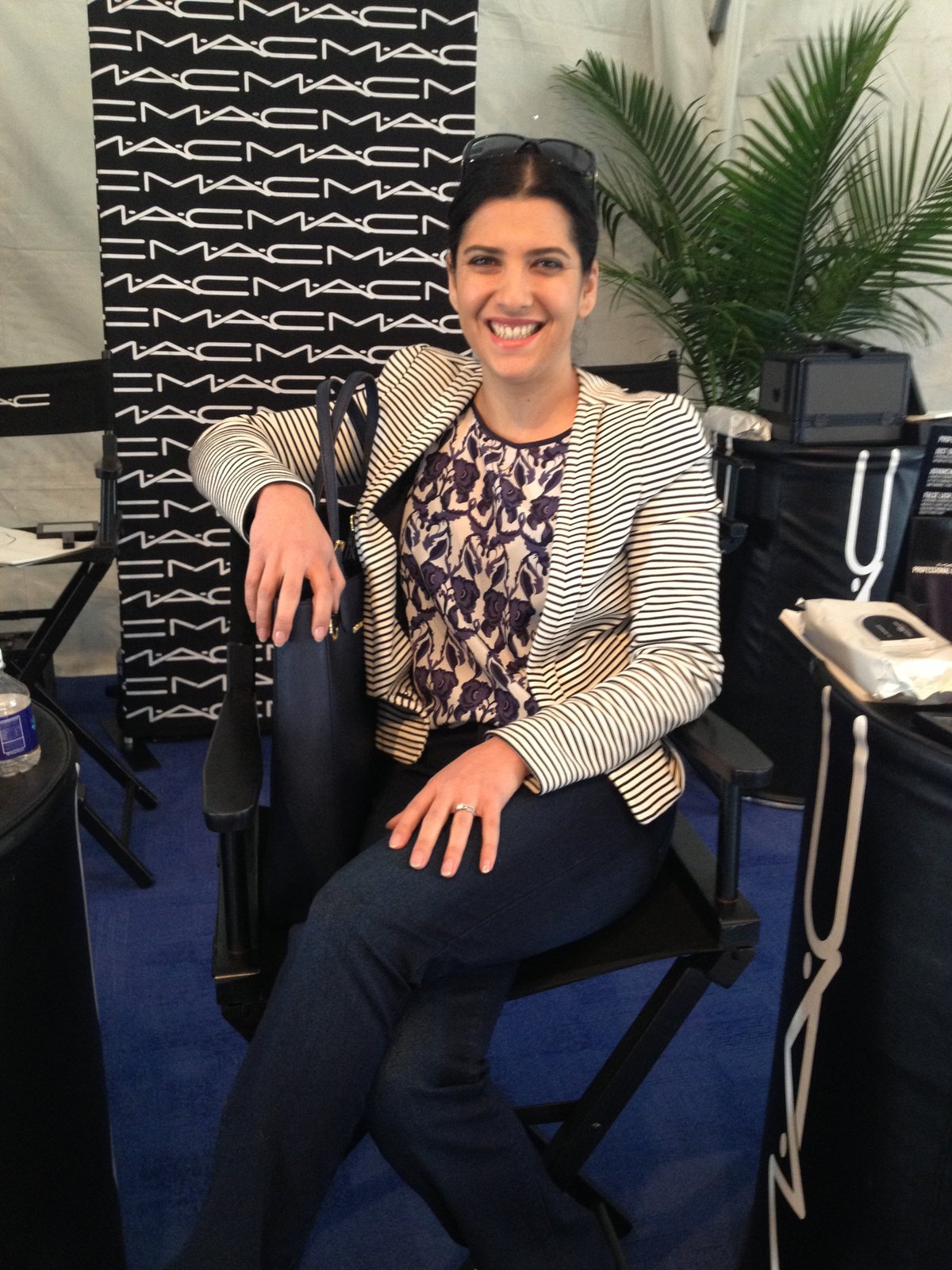 Naomi Lennon at MAC Cosmetics booth — early talent-brand partnerships era