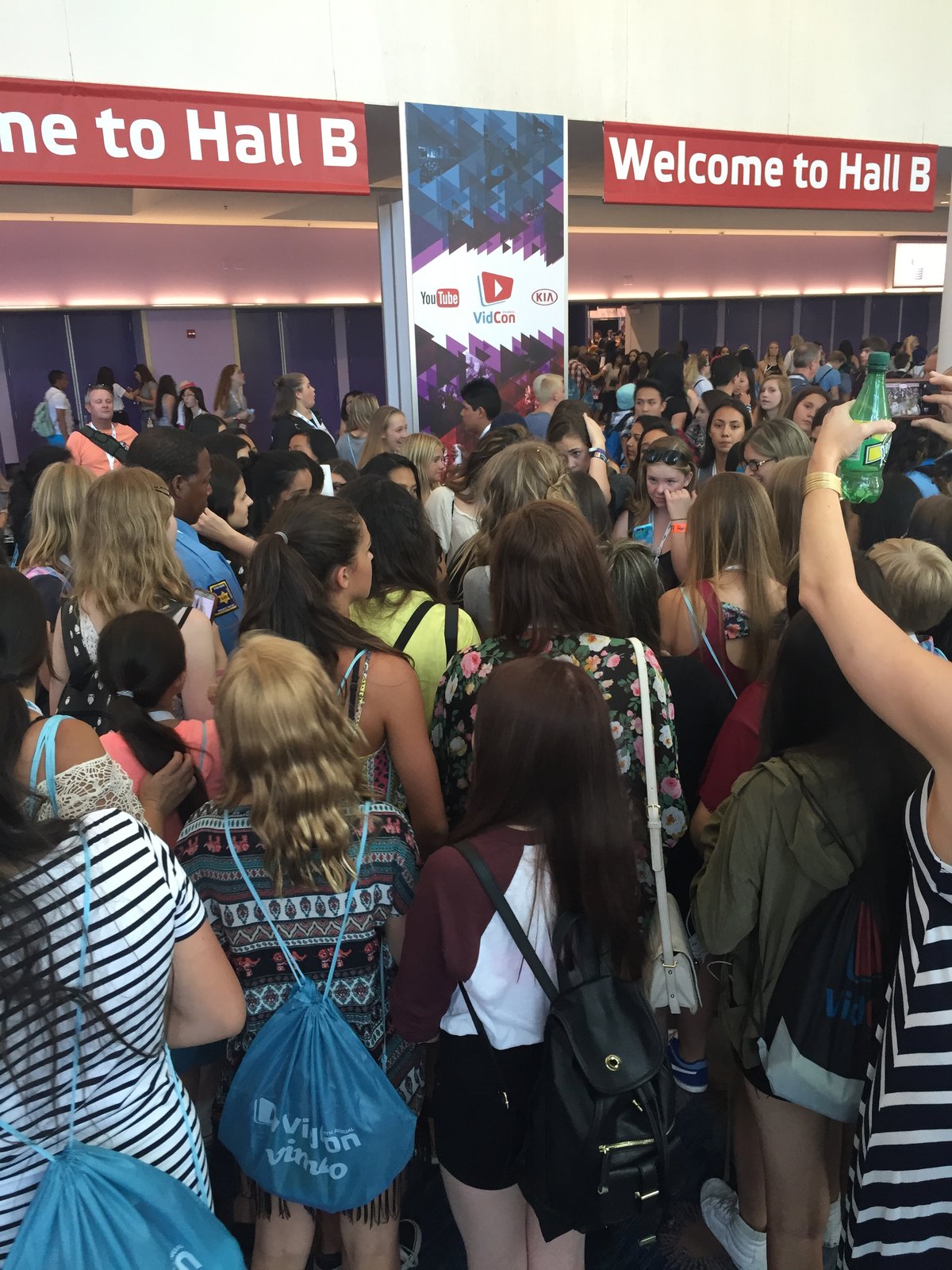 VidCon — Hall B · YouTube · KIA VidCon Hall B entrance crowd — YouTube, KIA